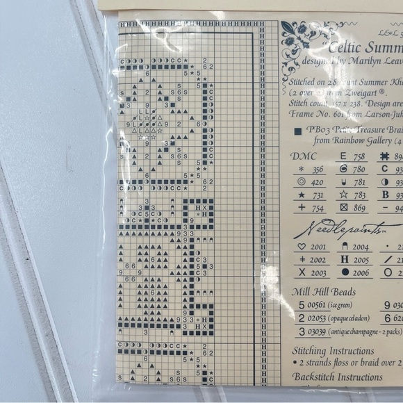 Lavender & Lace Celtic Summer Vintage Cross Stitch Pattern - Picture 3 of 6